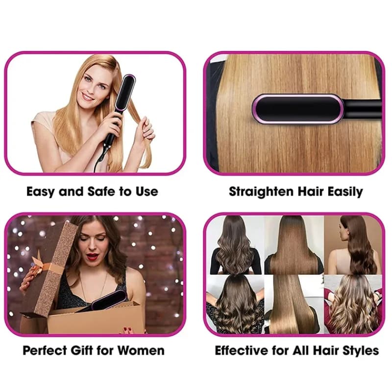 Brosse à Lisser – Chauffage Rapide & Anti-Brûlure