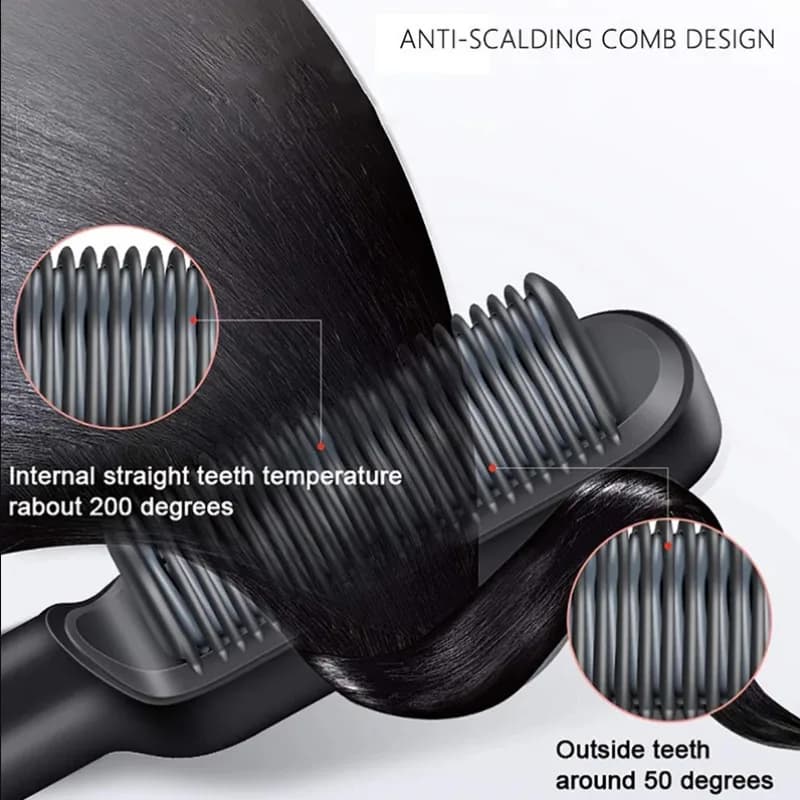 Brosse à Lisser – Chauffage Rapide & Anti-Brûlure