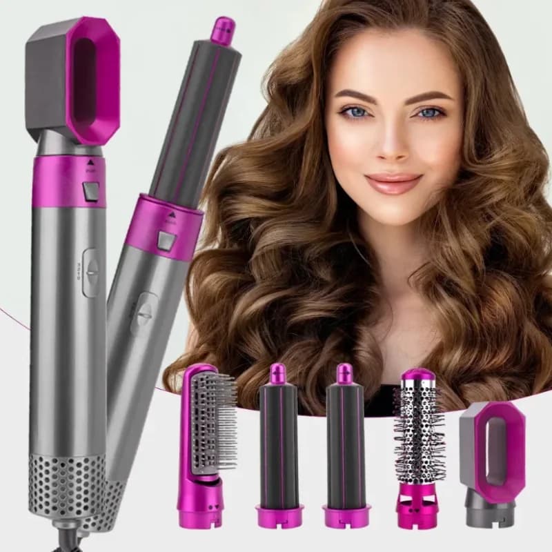 Styler cheveux 5-en-1 – Séchez, Bouclez, Lissez !
