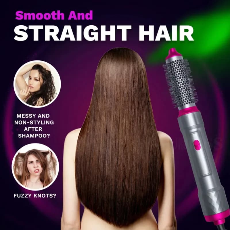 Styler cheveux 5-en-1 – Séchez, Bouclez, Lissez !