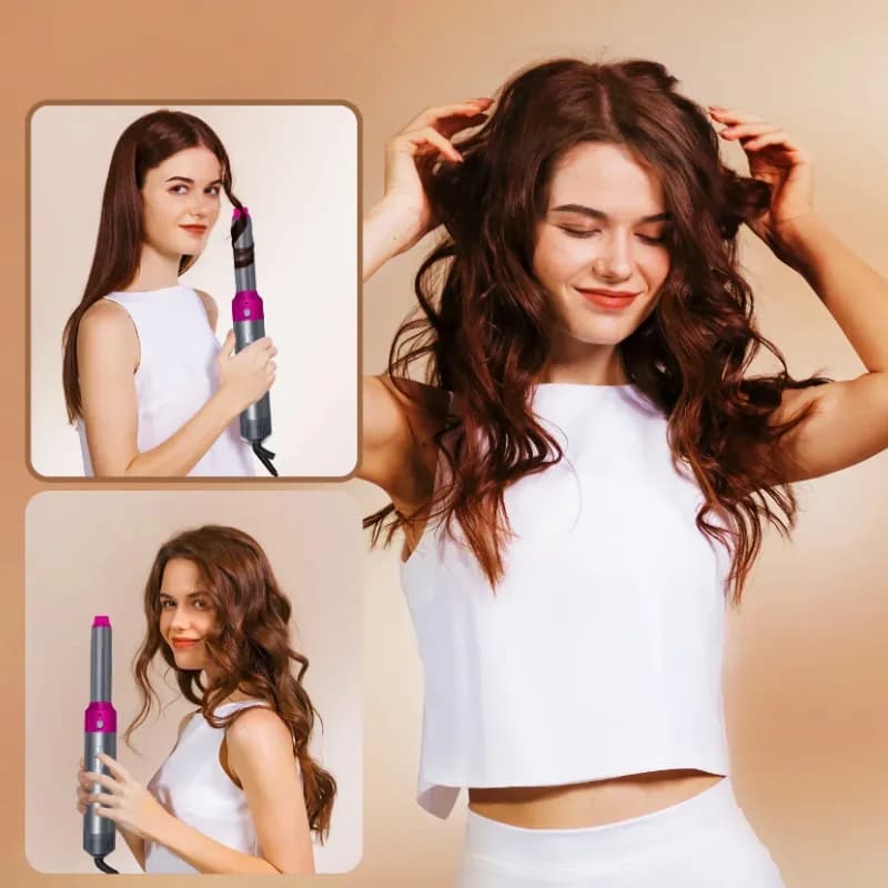 Styler cheveux 5-en-1 – Séchez, Bouclez, Lissez !