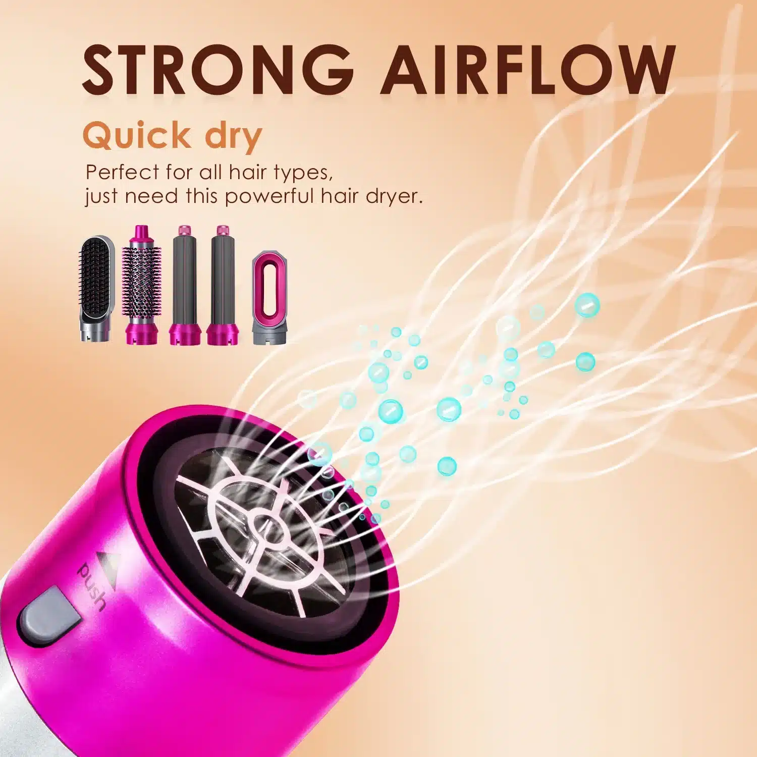 Brosse coiffante air chaud pour cheveux lisses et brillants