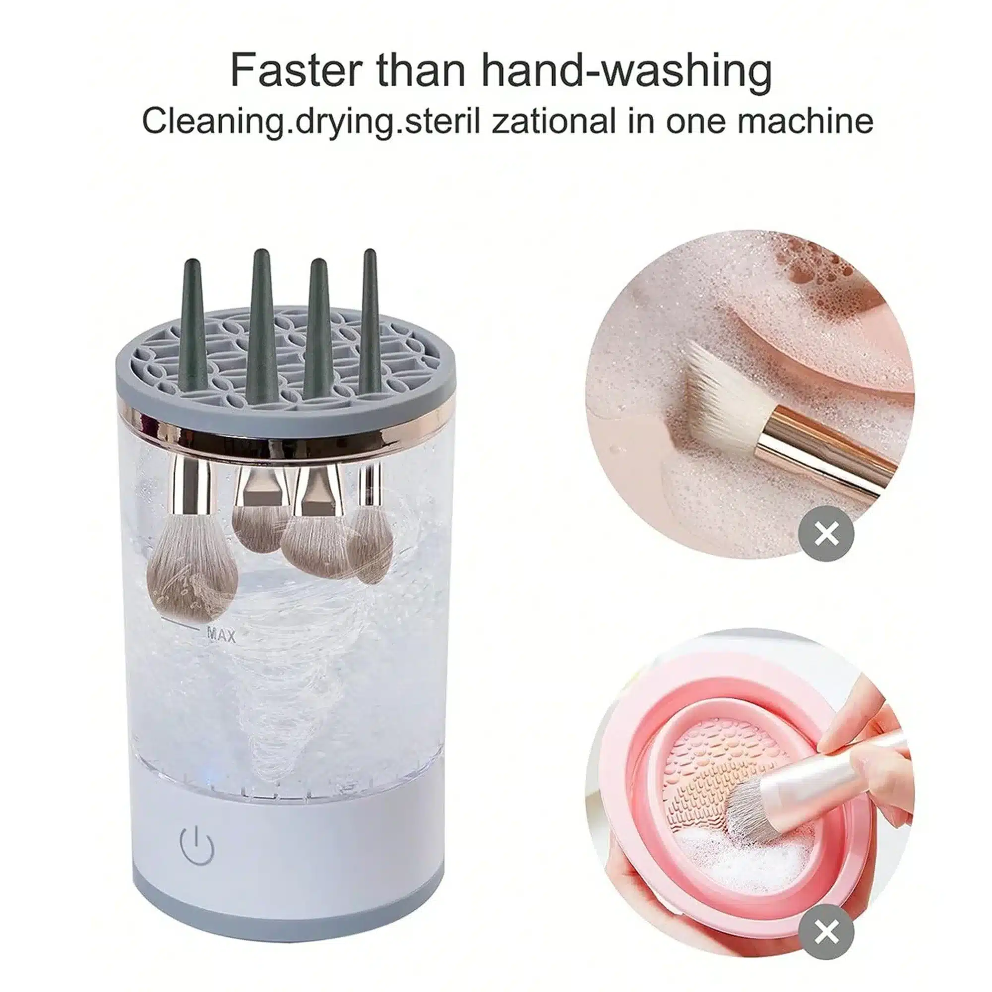 Machine Nettoyage Pinceaux Maquillage – Lavage Express 10 Nettoyeur Pinceaux USB Rechargeable 03